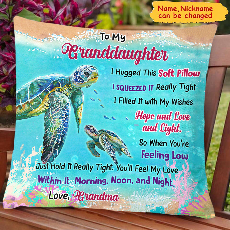 Personalized Gift For Granddaughter Turtle Pillow