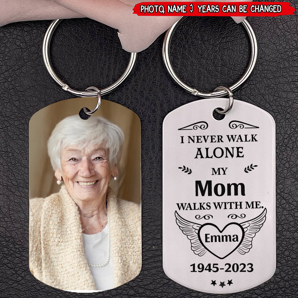 Never Walk Alone - Personalized Engraved Stainless Steel Keychain