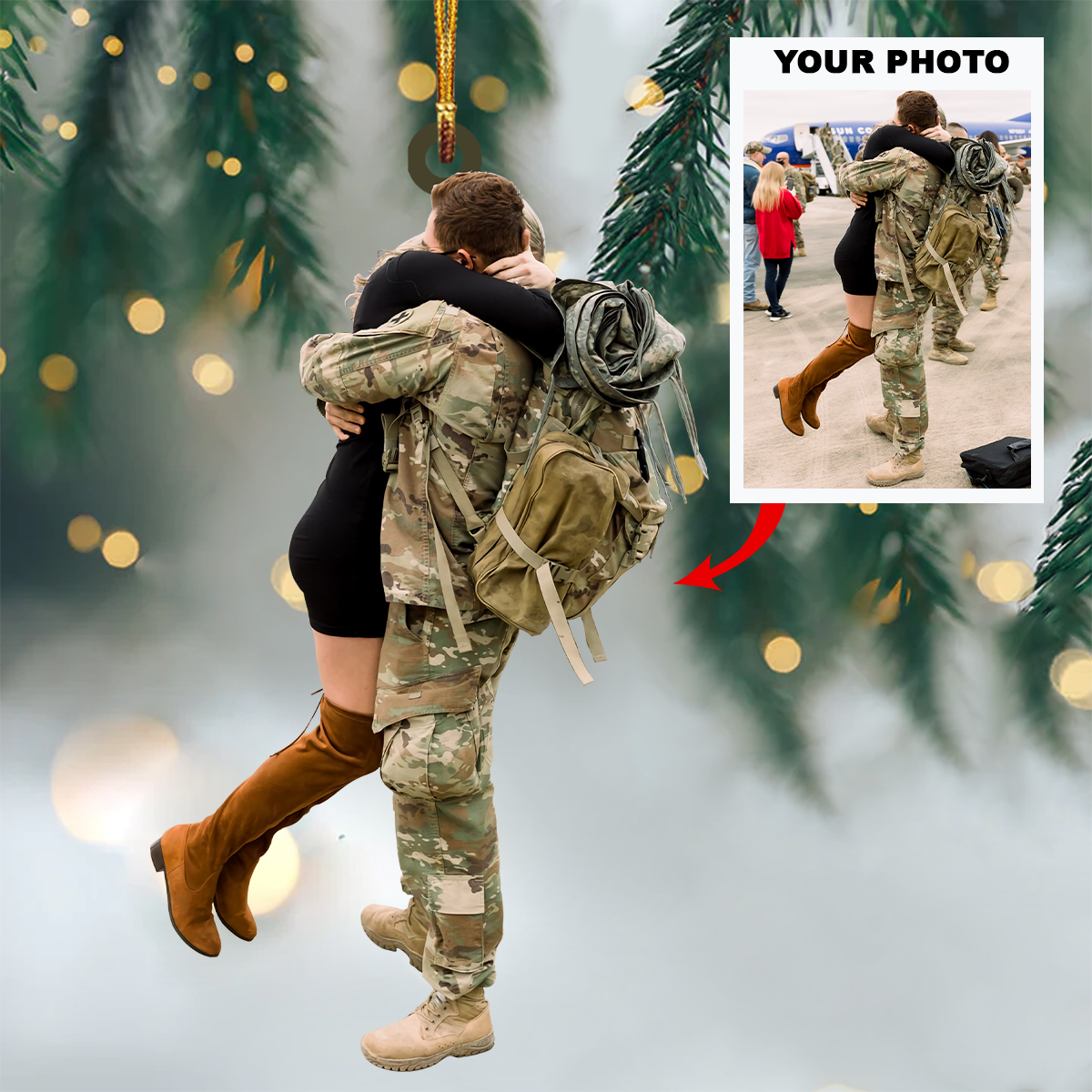 Customized Your Photo Mica Ornament - Customize Military Veteran Soldier Photo