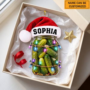 Personalized Pickle Jar Christmas Acrylic Ornament
