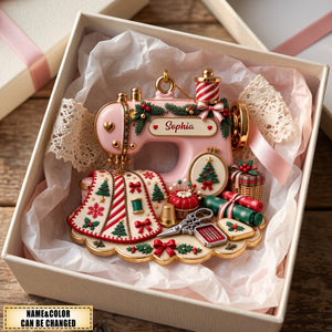 Personalized Sewing Machine-Shaped Acrylic Christmas Ornament