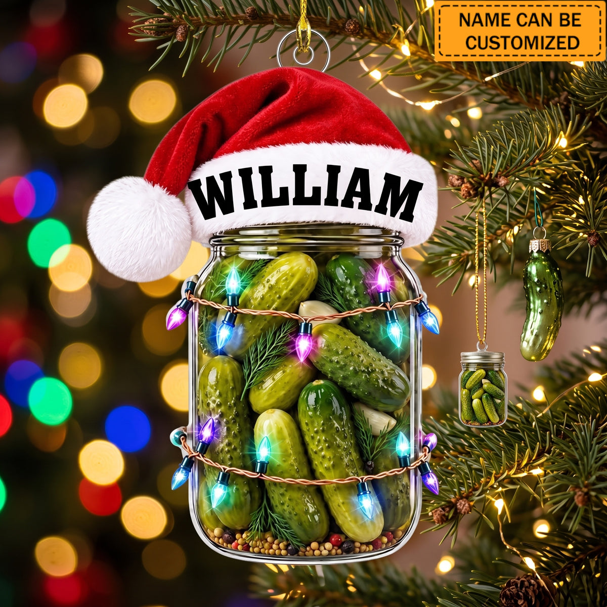 Personalized Pickle Jar Christmas Acrylic Ornament