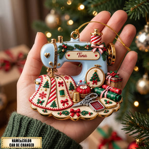 Personalized Sewing Machine-Shaped Acrylic Christmas Ornament