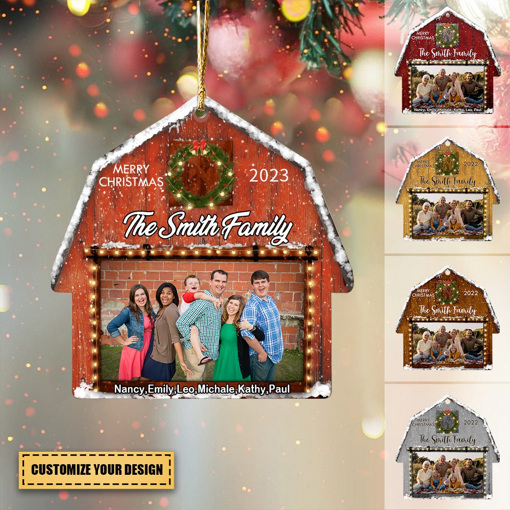 Transparent Ornament - Christmas 2023 - Red Barn Christmas Ornament - Custom Barn House - Custom from Photo