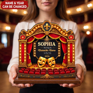 Personalized Theatre Stage Wooden Block, Custom Actor Drama Keepsake