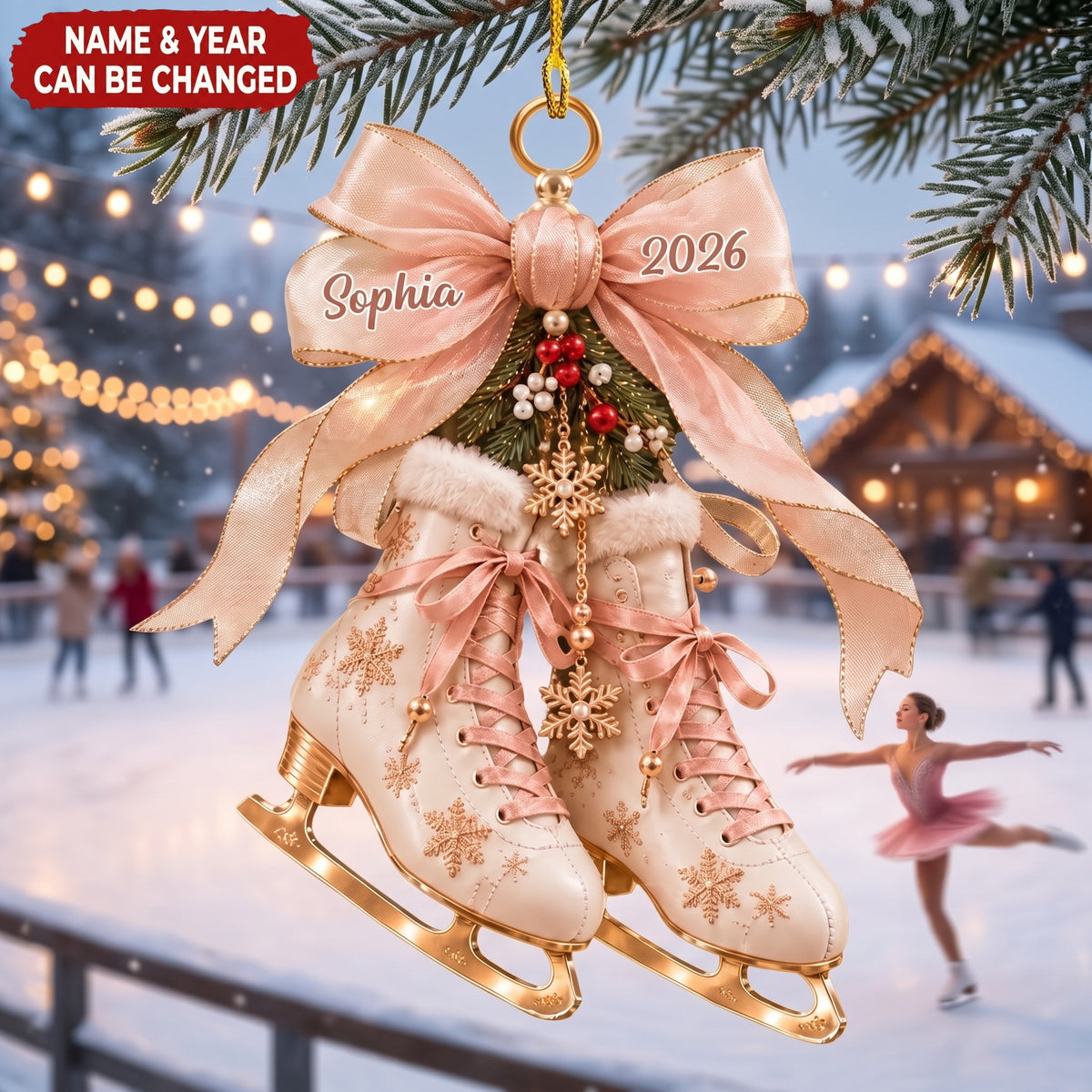 Personalized Ice Skating Christmas Ornament, Custom Acrylic Figure Skating Keespake