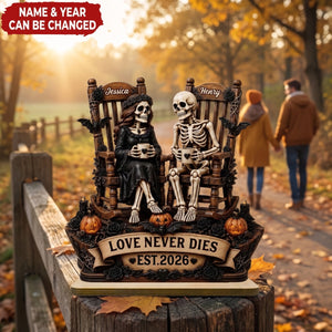 Till Death Do Us Part Skeleton Couple - Personalized 2-Layered Wooden Plaque
