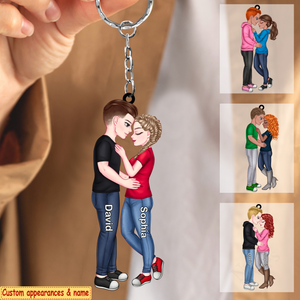 Couple Personalized Custom Keychain - Gift For Husband Wife, Anniversary