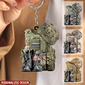 United States Military Uniforms - Custom Name, Personalized U.S. Veteran Acrylic Keychain - Gift For Veteran