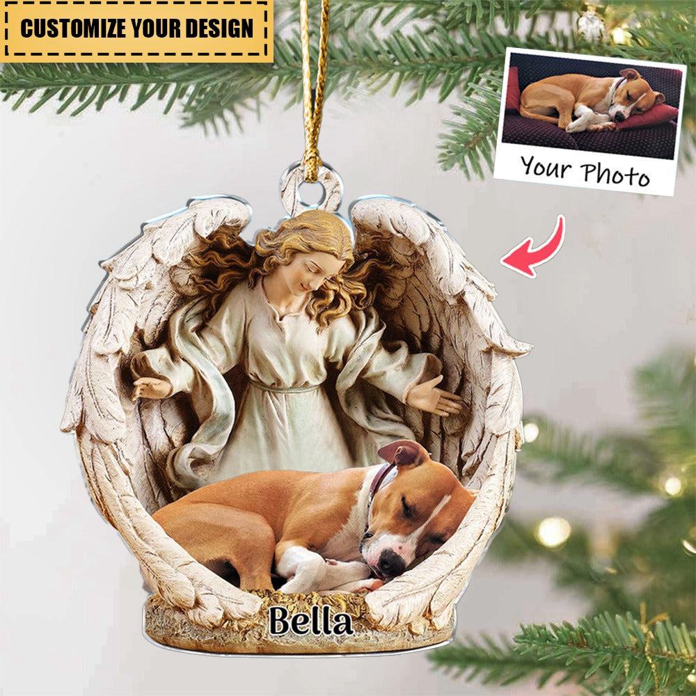 Sleeping Pet Within Angel Wings - Dog Ornament - Dog Lover Gifts