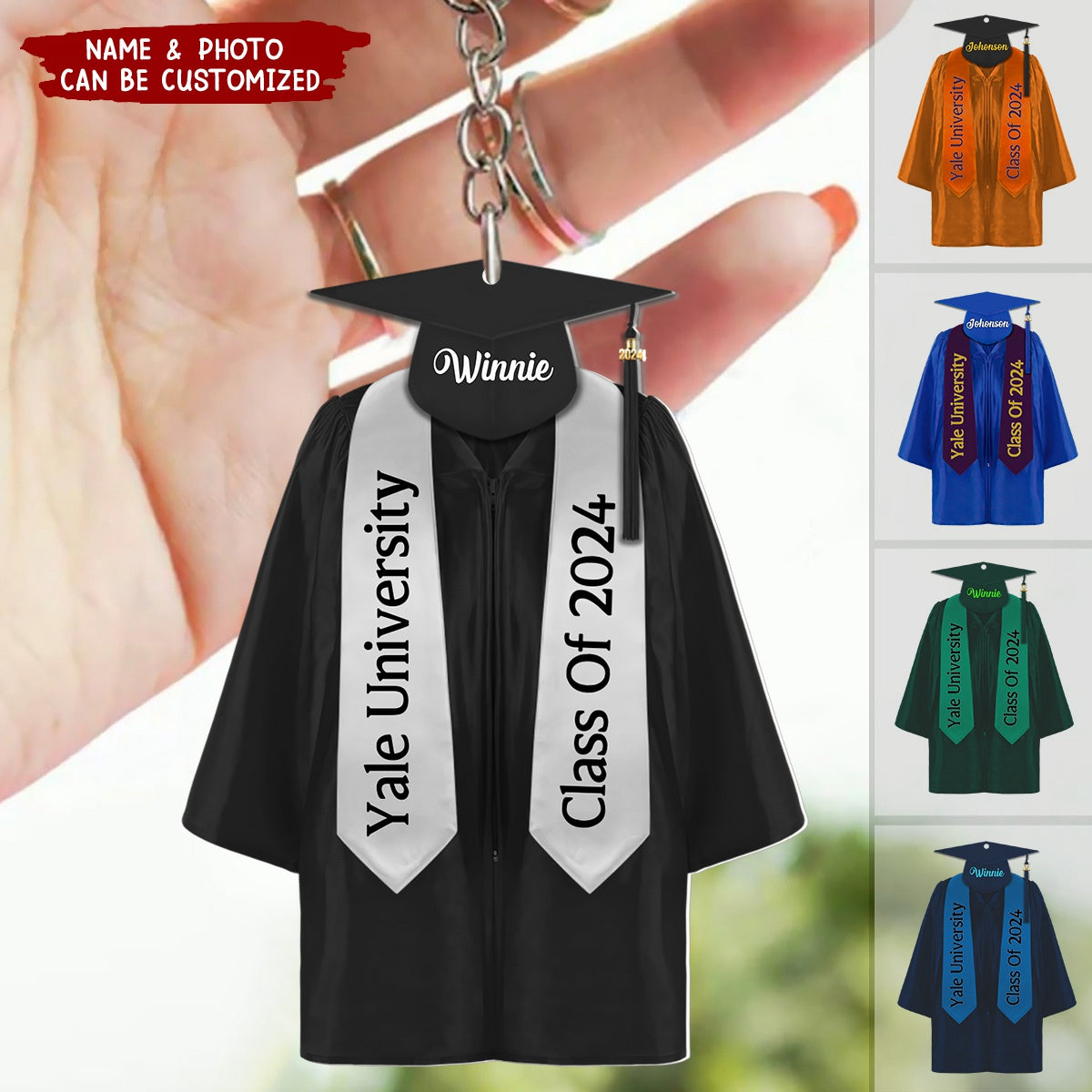 Graduation Robes And Hat For Bachelor, Senior Acrylic Keychain Personalized Gift