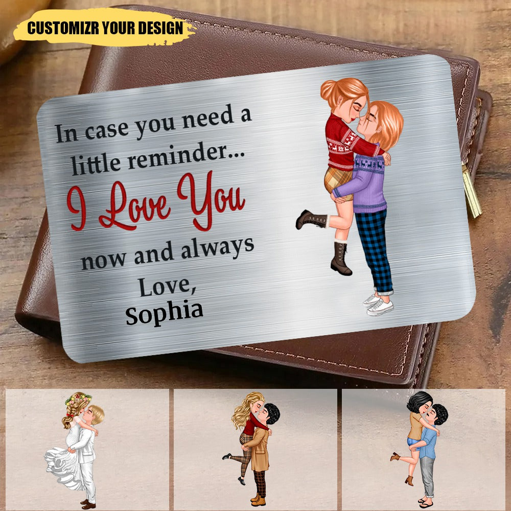 Couple Portrait, Firefighter, Nurse, Police Officer, Military, Chef-In Case You Need A Little Reminder-Gift For Couples，Husband，Wife-Personalized Wallet Card