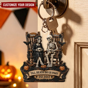 Till Death Do Us Part Skeleton Couple - Personalized Acrylic Keychain- Halloween Decor For Couple
