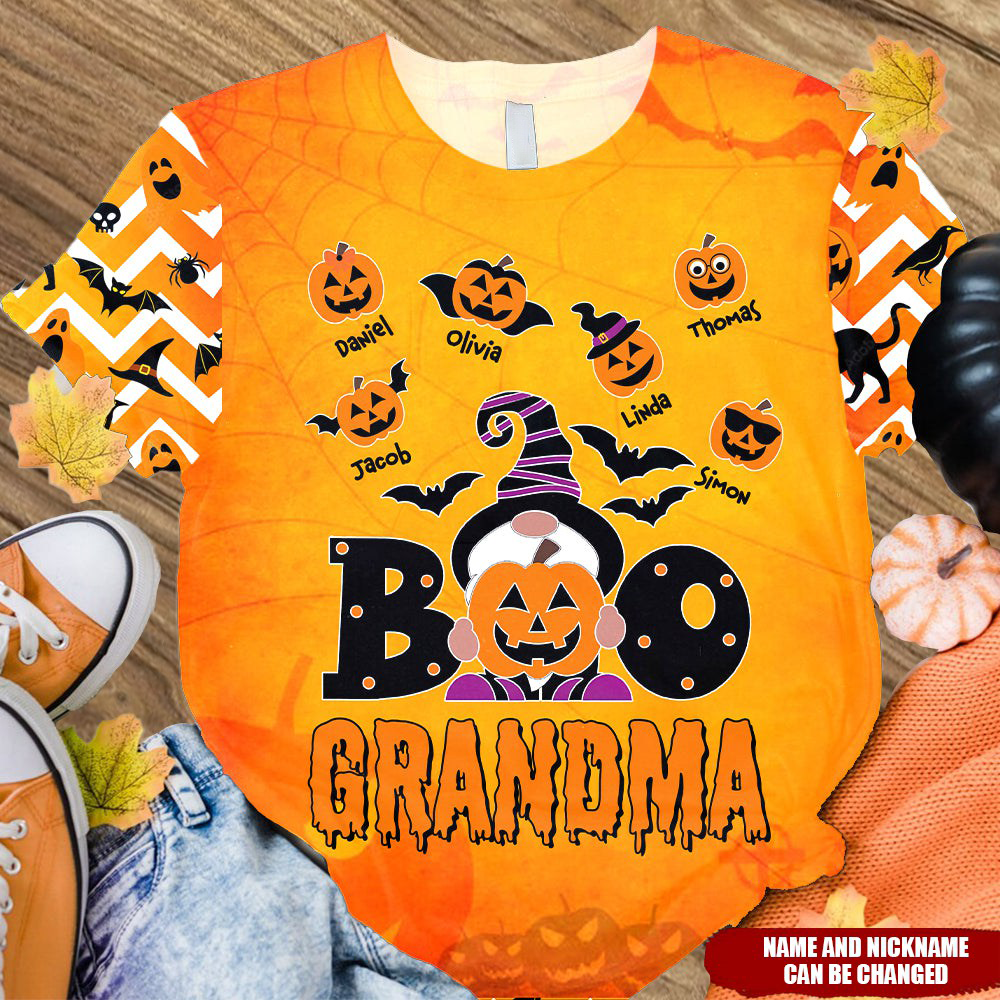 Halloween Dwarf Grandma Mom Pumpkin Kids Personalized 3D T-shirt
