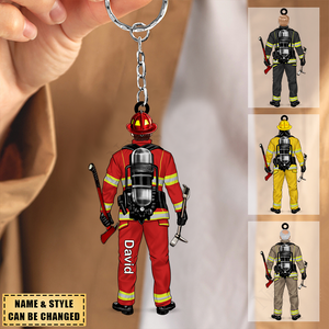 Personalized Firefighter Keychain - Gift for Firefighter