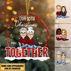 Our 10th Christmas Together - Personalized Love Shaped Ornament