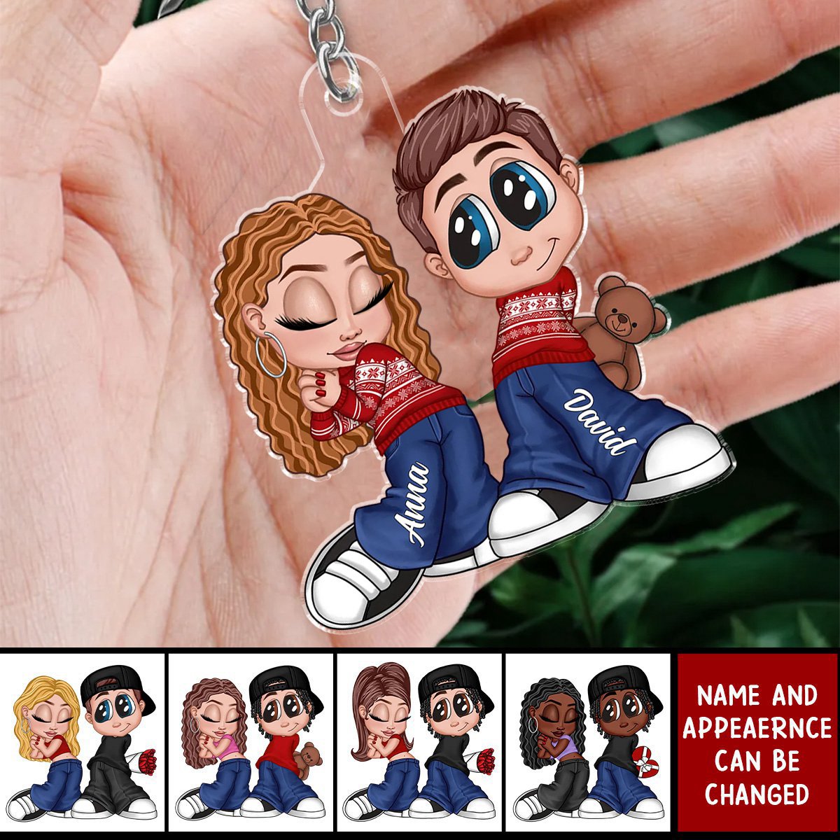 Christmas Y2K Couple Personalized Acrylic Keychain, Christmas Gift for Him for Her