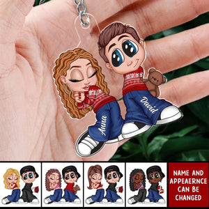 Christmas Y2K Couple Personalized Acrylic Keychain, Christmas Gift for Him for Her