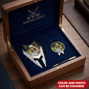 Personalized Golf Divot Repair Tool Magnetic Hat Clip Set with Photo Ball Marker and Box Golf Accessories Birthday Sports Gift for Golf Players