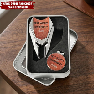 Personalized Retirement Golf Divot Repair Tool Magnetic Hat Clip Set with Name Ball Marker and Box Golf Accessories Retirement Gift for Golf Lover