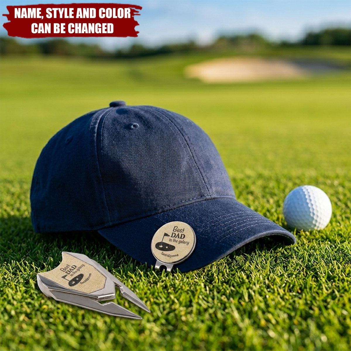 Personalized Stainless Steel Monogram Magnetic Divot Repair Tool Ball Marker Set Hat Clip with Case Father’s Day Birthday Gift for Golf Lover