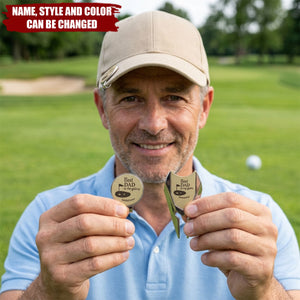 Personalized Stainless Steel Monogram Magnetic Divot Repair Tool Ball Marker Set Hat Clip with Case Father’s Day Birthday Gift for Golf Lover