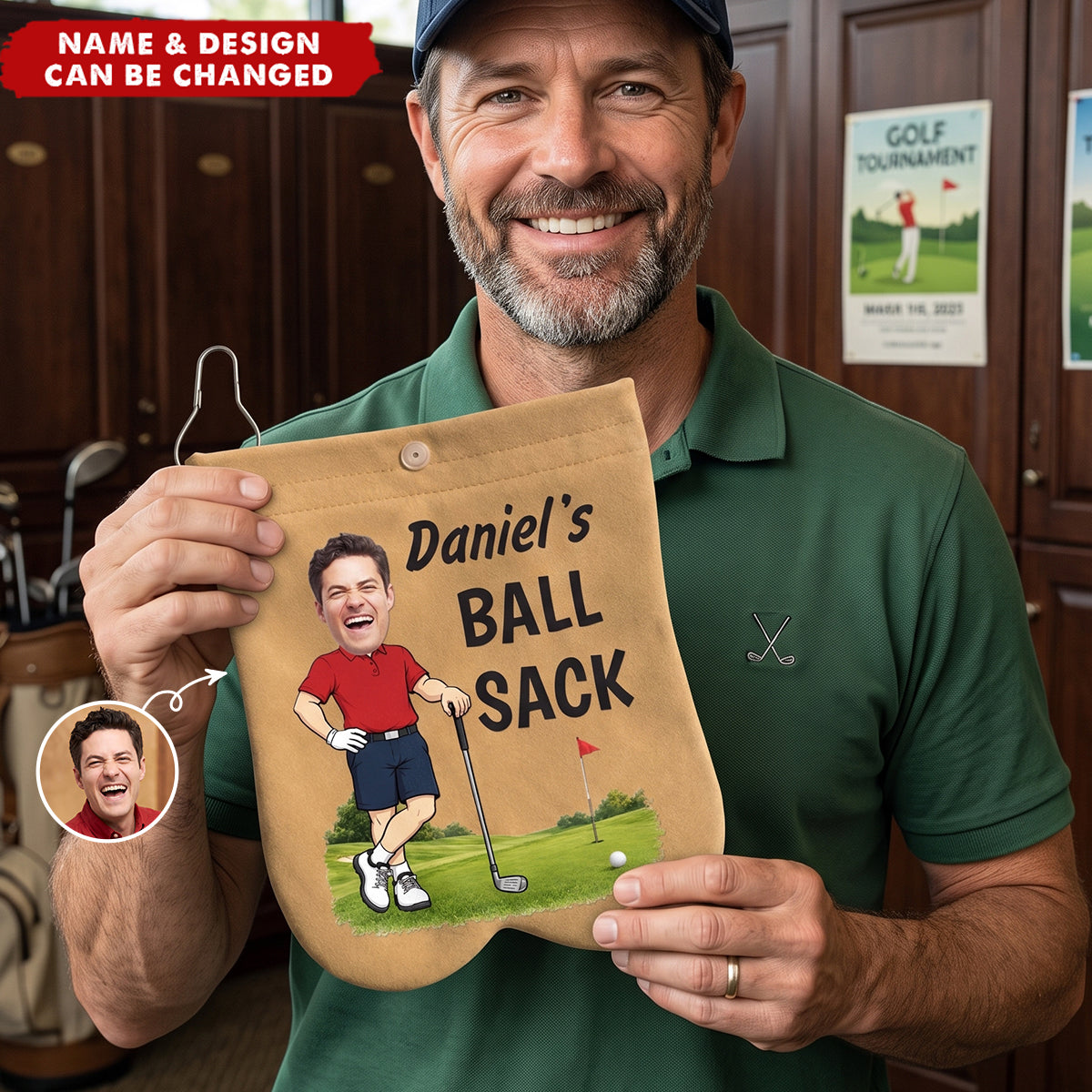 Custom Photo Golf Ball Bag Sack - Personalized Birthday Gifts For Golf Lovers, Sports Fans, Sports Lovers