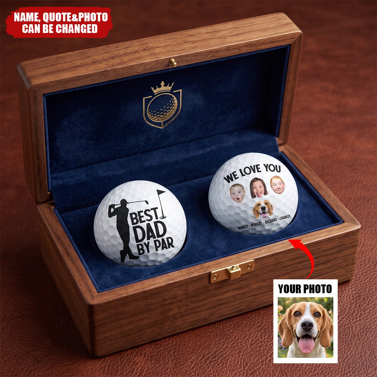 Best Dad By Par Grandpa Papa Husband Golf Gift - Personalized Photo Golf Ball