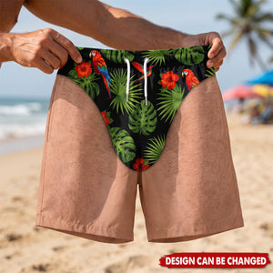 Custom Funny Men Swim Trunks - Personalized Summer Vacation And Travel Gifts For Men - Looking Good Naturally