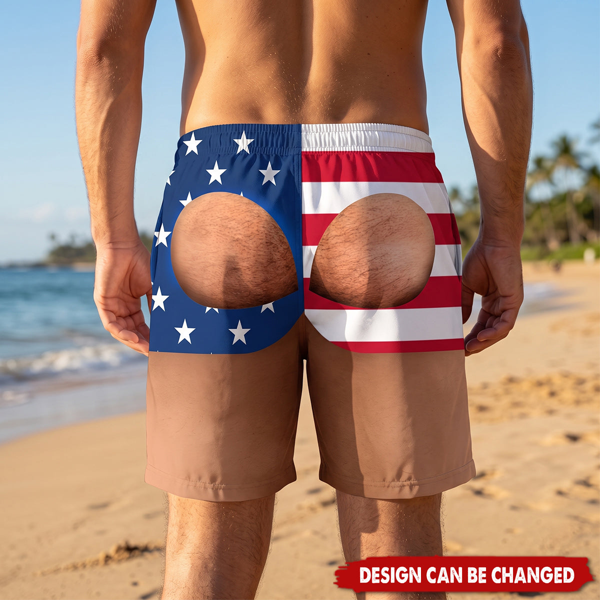 Custom Funny Patriotic Mens Swim Trunks - Personalized Birthday Gifts For Husband, Son, Grandson, Brother, Grandpa, Dad, Yourself - Look Twice