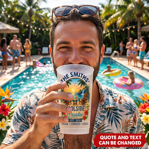 Custom Poolside Party Cups - Personalized Summer Vacation And Travel Gifts For Mom, Dad, Brother, Sister - Good Times Splashing
