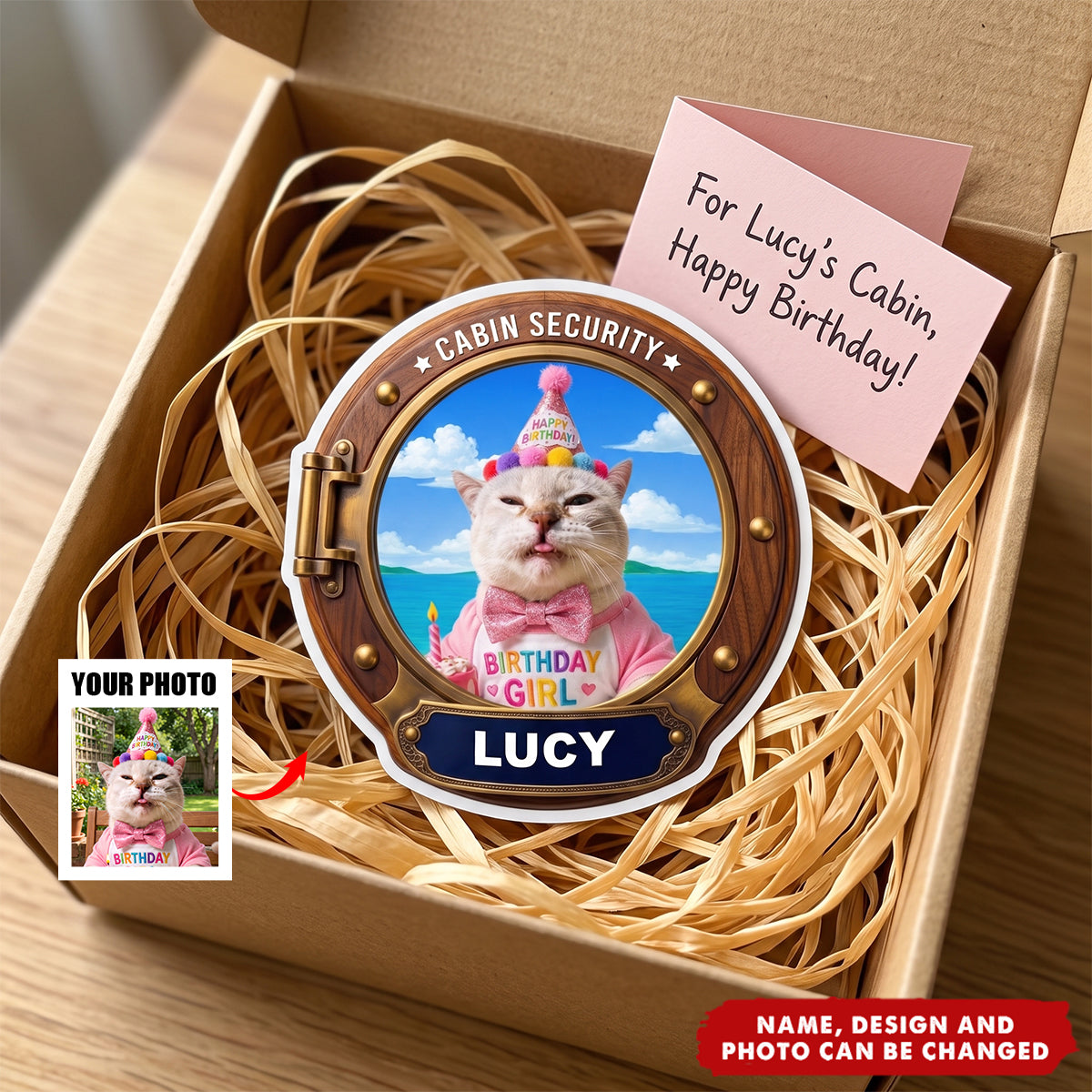 Custom Photo Pet Porthole Magnet, Cruise Door Decal - Dog, Cat, Pet Lovers - Personalized Magnet