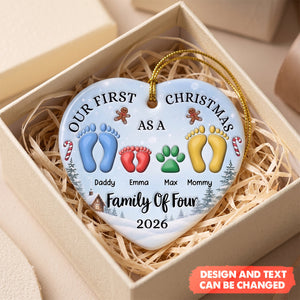 Custom First Christmas Ceramic Ornament - Personalized Christmas Baby Shower Gifts For New Moms, New Dads, New Parents - Blessed With Our Little One
