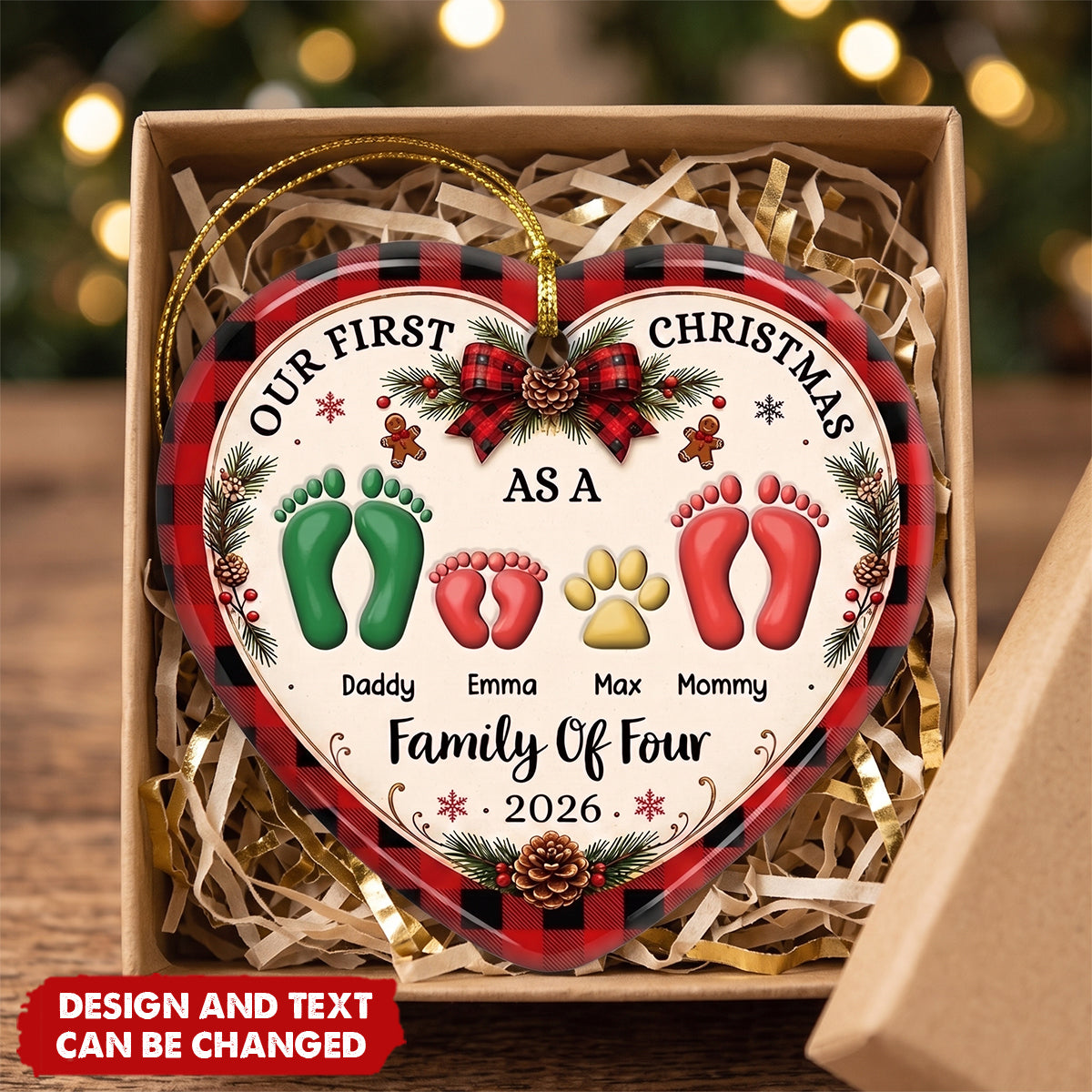 Custom First Christmas Ceramic Ornament - Personalized Christmas Baby Shower Gifts For New Moms, New Dads, New Parents - Walking Together In Love