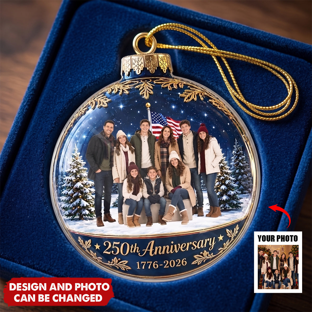 Custom Photo Acrylic Ornament - Personalized America 250th Anniversary Christmas Gifts For Mom, Dad, Brother, Sister - Bright Moments Together Always