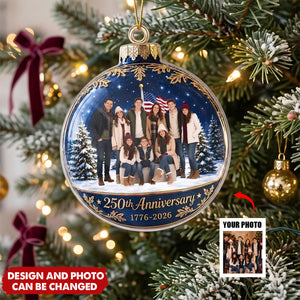 Custom Photo Acrylic Ornament - Personalized America 250th Anniversary Christmas Gifts For Mom, Dad, Brother, Sister - Bright Moments Together Always