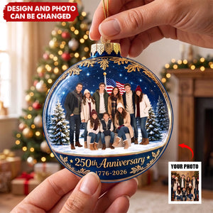Custom Photo Acrylic Ornament - Personalized America 250th Anniversary Christmas Gifts For Mom, Dad, Brother, Sister - Bright Moments Together Always