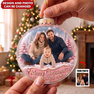 Custom Photo Acrylic Ornament - Personalized Christmas Baby Shower Gifts For New Moms, New Dads, New Parents - Love That Sparkles Forever