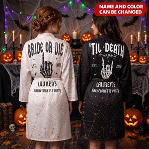 Halloween Bachelorette Party Bride Or Die - Personalized Robe