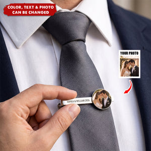 Custom Photo Romantic Wedding Couple - Personalized Tie Clip