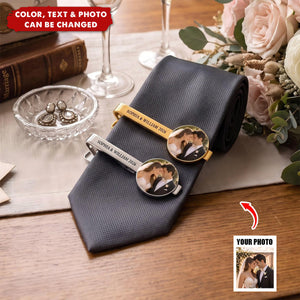 Custom Photo Romantic Wedding Couple - Personalized Tie Clip