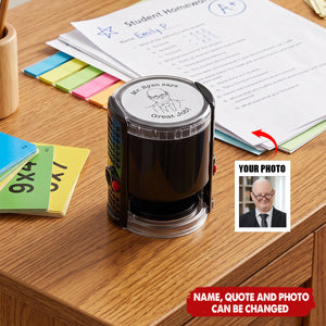 Custom Photo Outline Sketch Teacher Says Good Job - Personalized Stamp