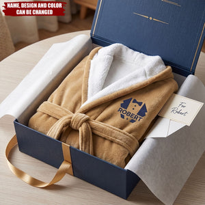 Custom Elegant & Vintage Monogram, Best Man Groom Groomsman Robe, Gift For Men, Him - Personalized Robe