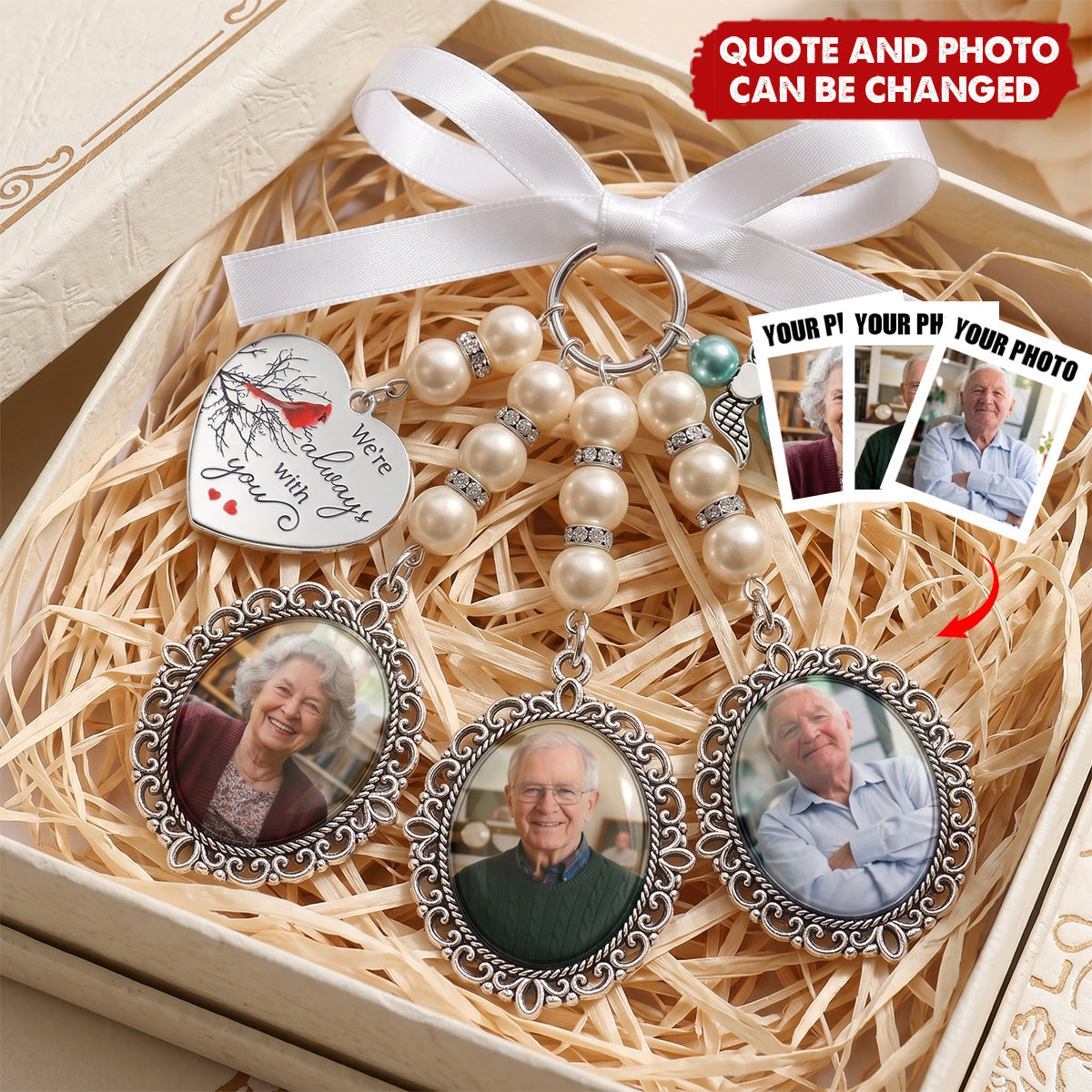 Custom Photo I'm Always With You Cardinal Bird - Personalized Photo Bouquet Charm