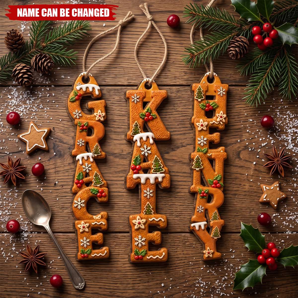 Custom Letter Wooden Ornament - Personalized Christmas Birthday Gifts For Mom, Dad, Brother, Sister