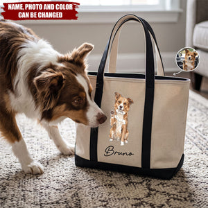 Custom Pet Portrait Watercolor Gift For Dog Mom, Cat Mom - Personalized Tote Bag