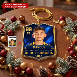 Soccer Card Custom Photo, Name, Position, Player Stats - Personalized Ornament