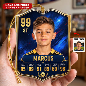 Soccer Card Custom Photo, Name, Position, Player Stats - Personalized Ornament
