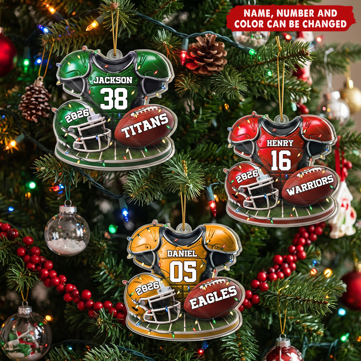 Custom America Football Acrylic Ornament - Personalized Christmas Birthday Gifts For America Football Lovers, Sports Fans