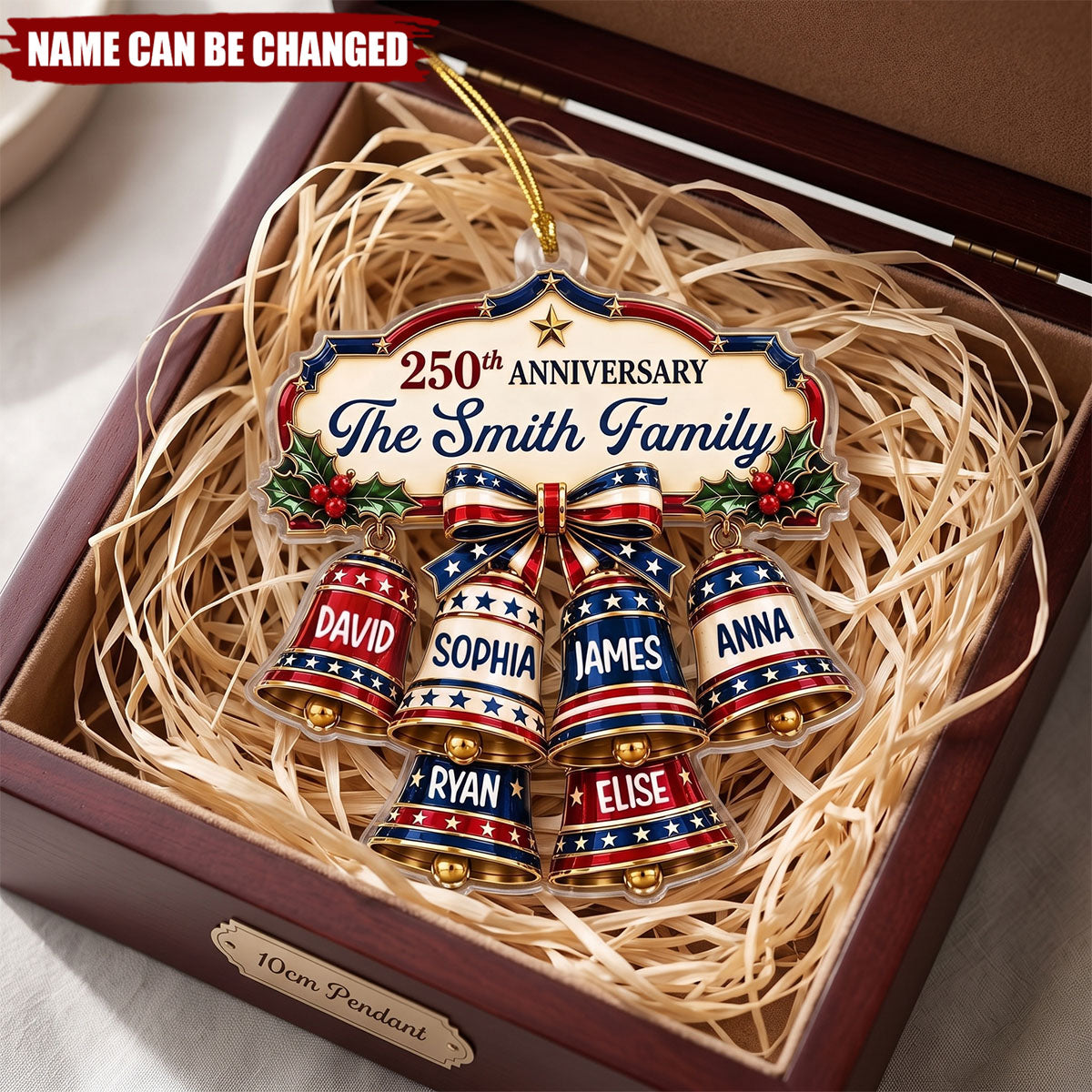 Custom Acrylic Ornament - Personalized America 250th Anniversary Christmas Gifts For Mom, Dad, Brother, Sister